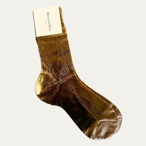 Maria La Rosa Laminated Socks in Brown Gold